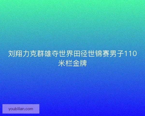 刘翔力克群雄夺世界田径世锦赛男子110米栏金牌