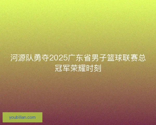 河源队勇夺2025广东省男子篮球联赛总冠军荣耀时刻 河源队勇夺2025广东省男子篮球联赛总冠军荣耀时刻